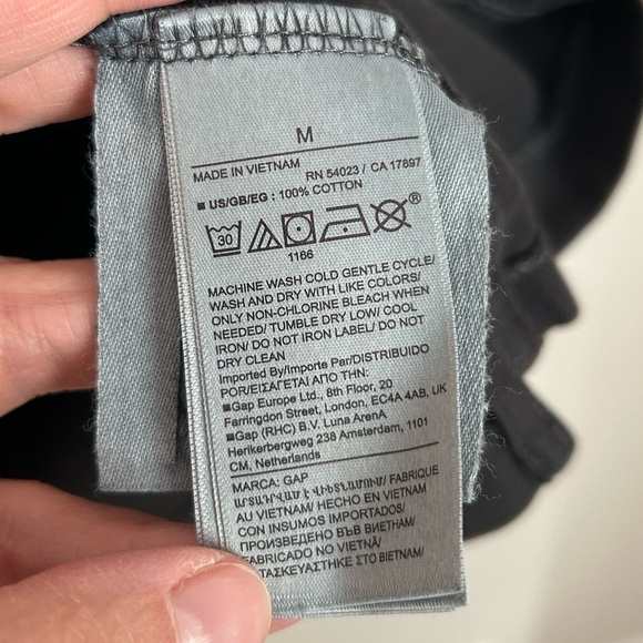 Gap Long Sleeve Polo Washed Black Size Medium - Picture 4 of 5